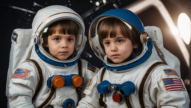 Free ai generated children astronauts illustration