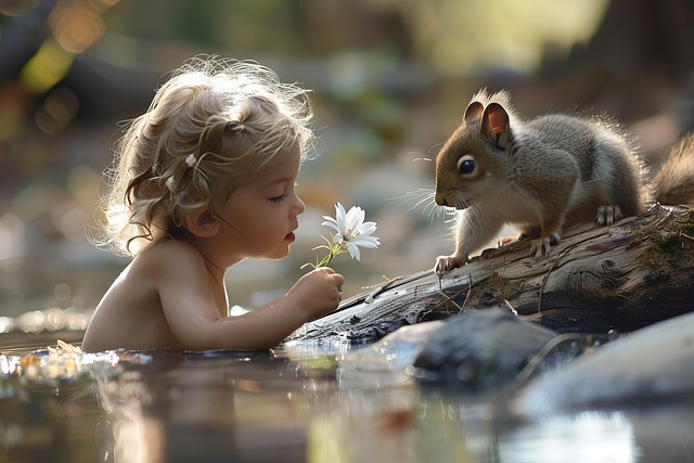 Free ai generated child nature illustration