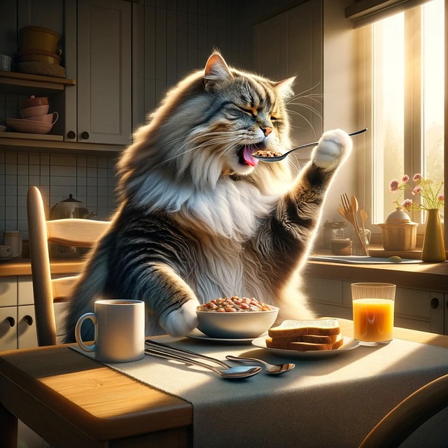 Free ai generated morning cat illustration