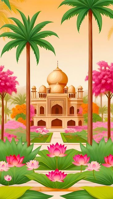 Free mughal india architecture illustration