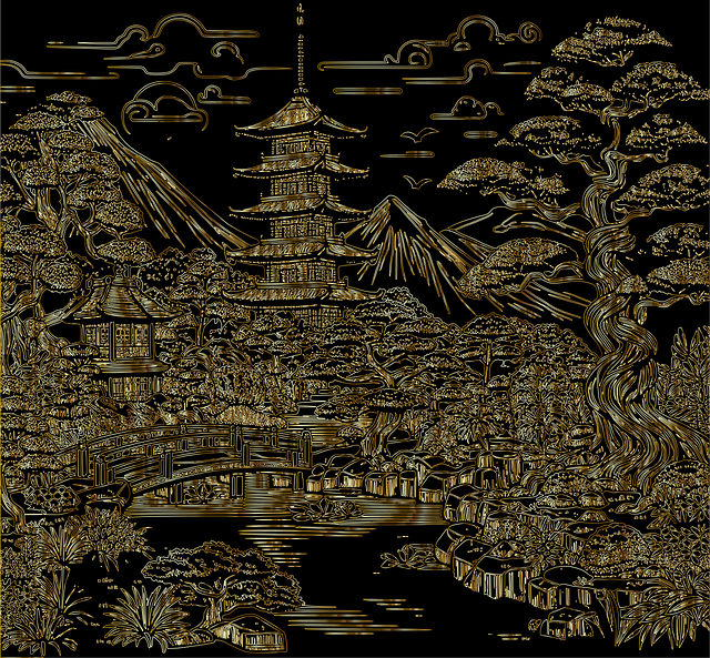 Free house japanese building illustration
