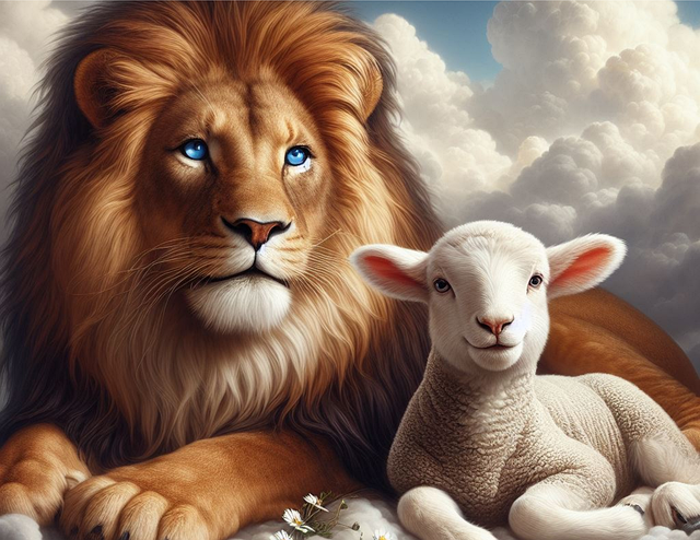 Free lion lamb lying down illustration