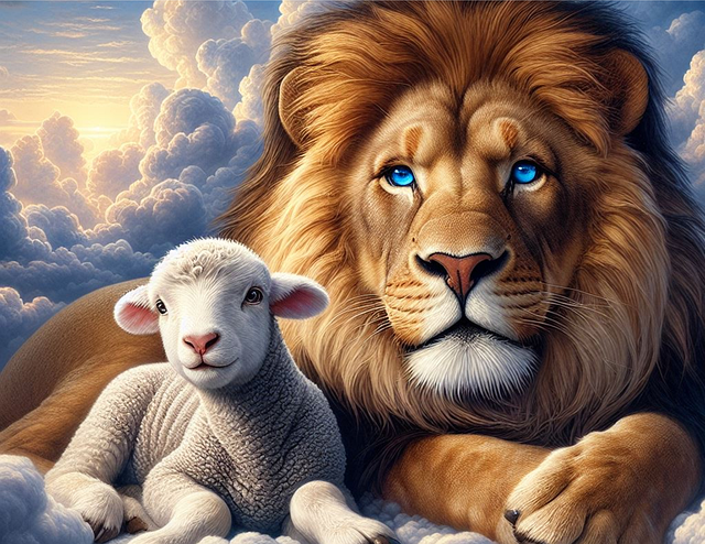 Free lion lamb lying down illustration