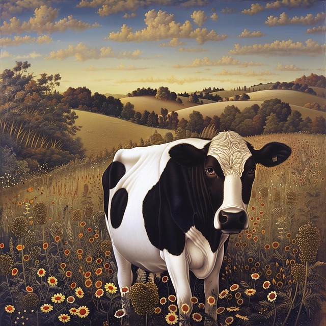 Kuh, Pastorale, Felder, Gänseblümchen