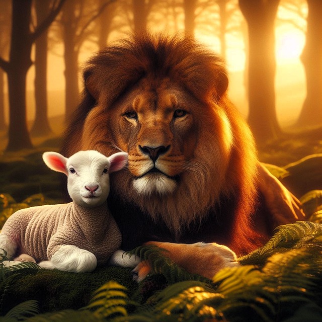 Free ai generated lion lamb illustration