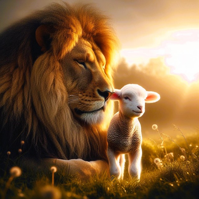 Free ai generated lion lamb illustration