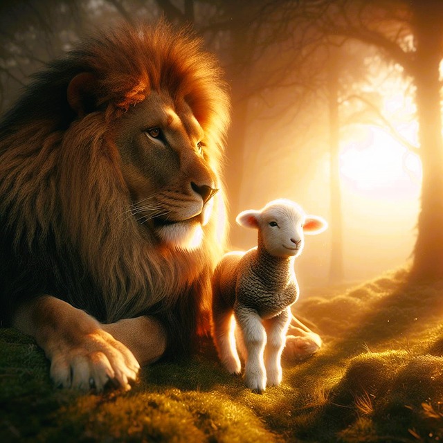 Free ai generated lion lamb illustration