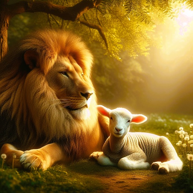 Free ai generated lion lamb illustration