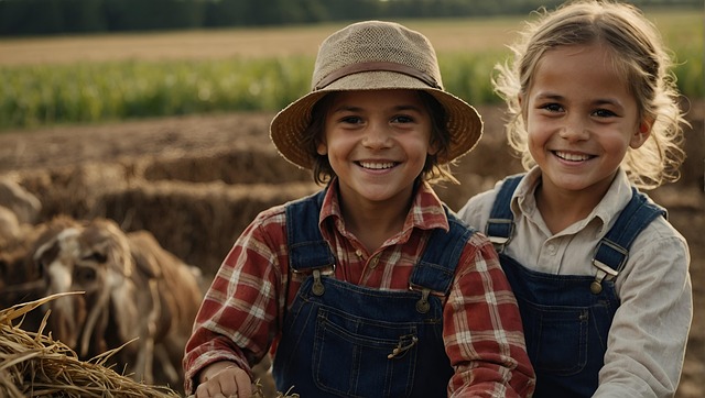 Free children farming agriculture illustration