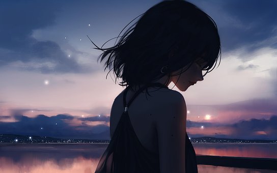 Free Girl Sunset illustration and picture
