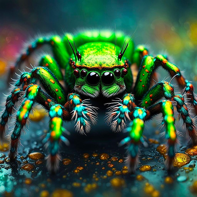 Free green spider arachnid illustration