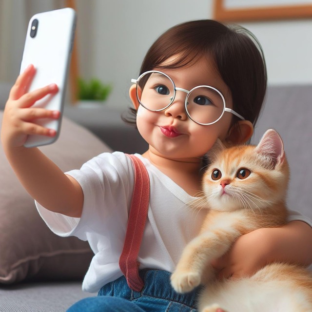 Ai Generat, Fetiță, Pisică, Selfie