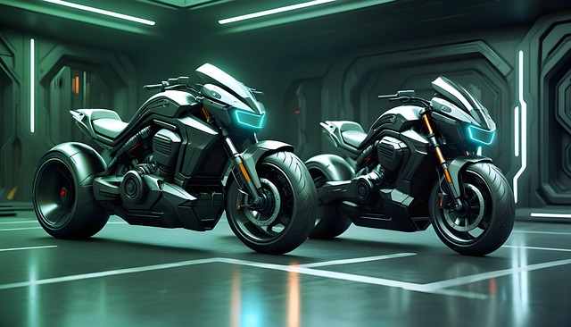 Free ai generated garage motorbikes illustration