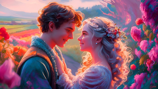 Free ai generated beautiful couple romantic couple illustration