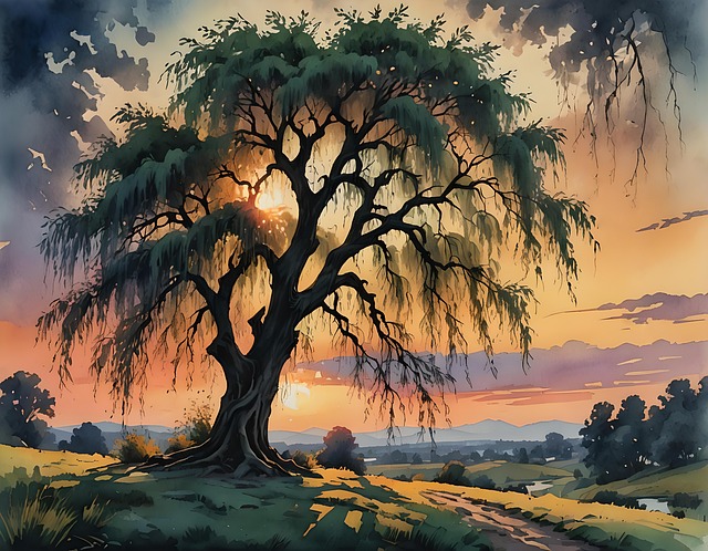 Free ai generated weeping willow tree illustration