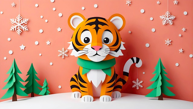 Free ai generated tiger christmas illustration