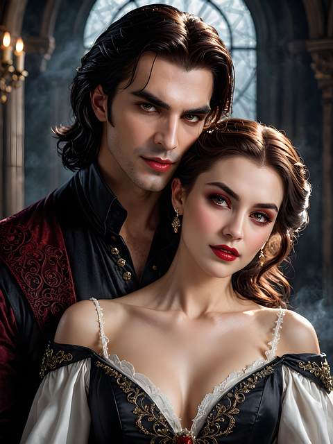 Download free HD stock image of Ai Generated Vampire Free ai generated vampire couple illustration