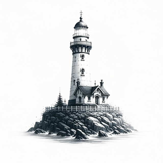 Free ai generated nature lighthouse illustration
