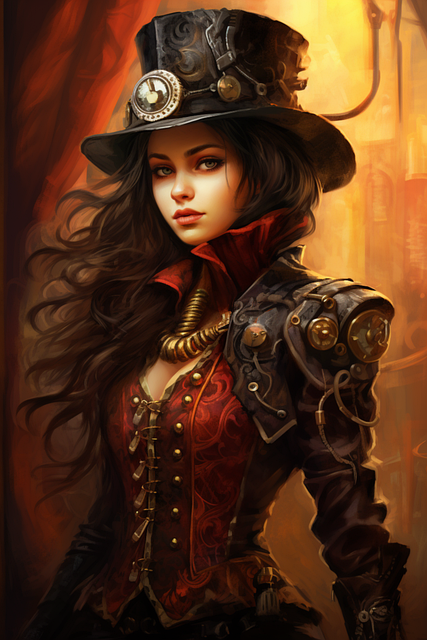 Free ai generated steampunk woman illustration