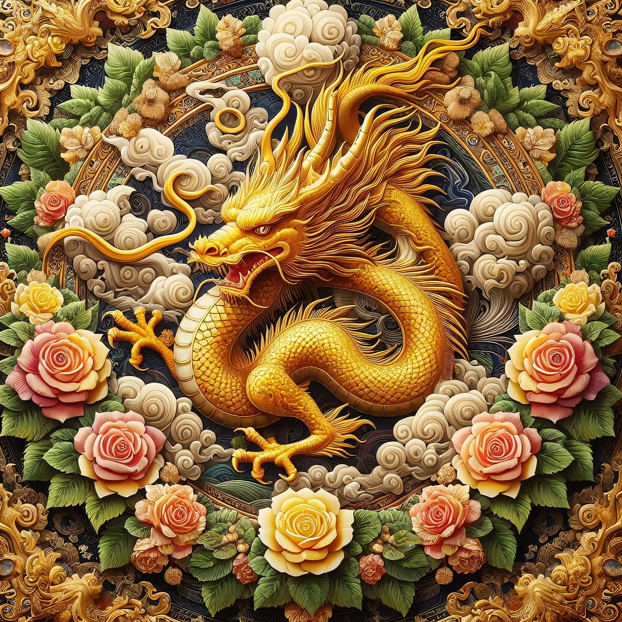 Download Ai Generated, Dragon, Golden. Royalty-Free Stock Illustration ...