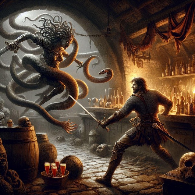 Free ai generated warrior gorgon illustration