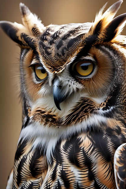 Download free HD stock image of Ai Generated Bird Free ai generated bird great horned owl illustration