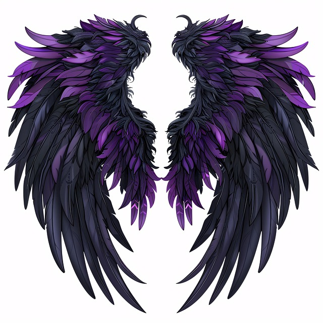 Free ai generated purple wings fantasy illustration