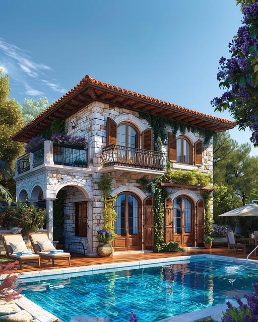 Free ai generated villa mediterranean illustration