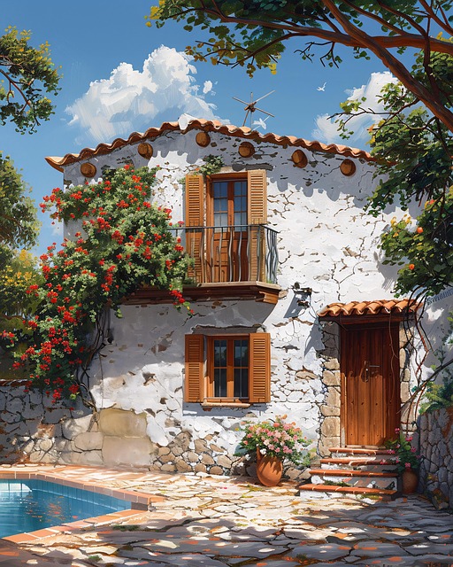 Free ai generated villa house illustration