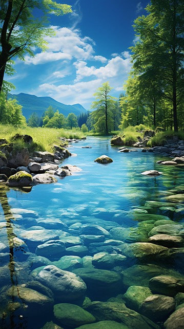 Free ai generated river forest illustration