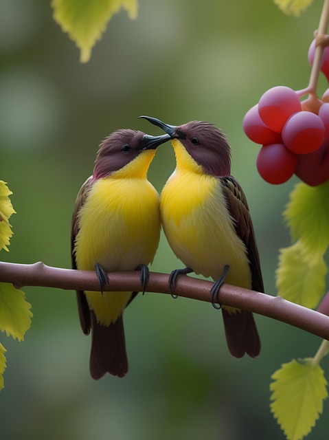Free ai generated love birds birds illustration