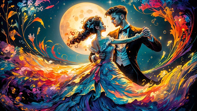 Free ai generated moon couple illustration