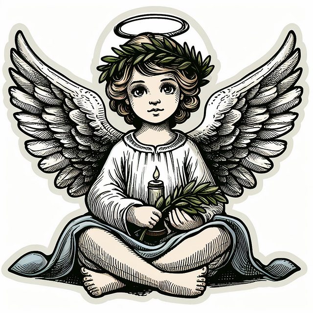 Free angel wings hello illustration