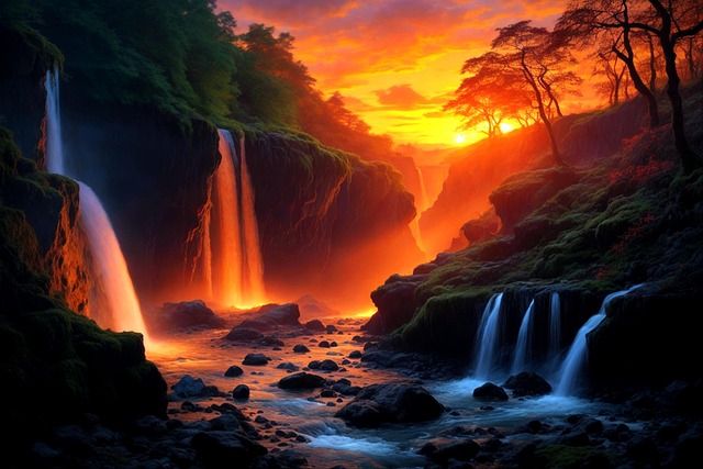 Free fluss wasserfall regenwald illustration
