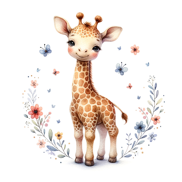 Free ai generated giraffe cartoon illustration