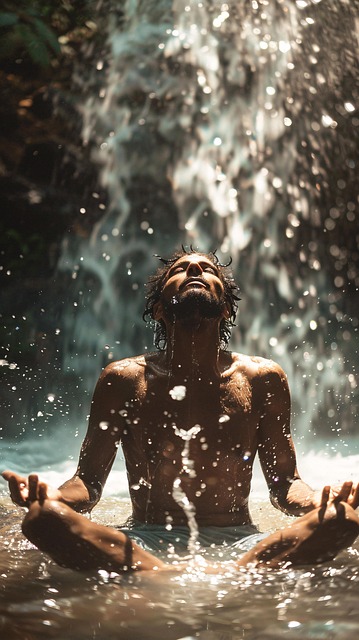 Free ai generated waterfall meditation illustration
