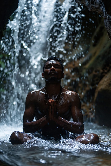 Free ai generated waterfall meditation illustration