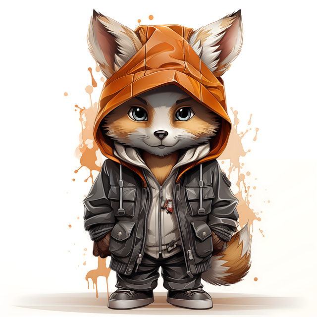 Free ai generated fox hoodie illustration