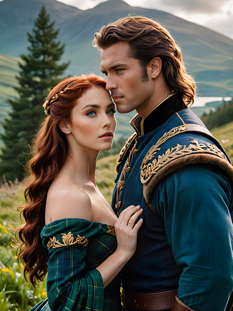 Free ai generated couple highlander illustration