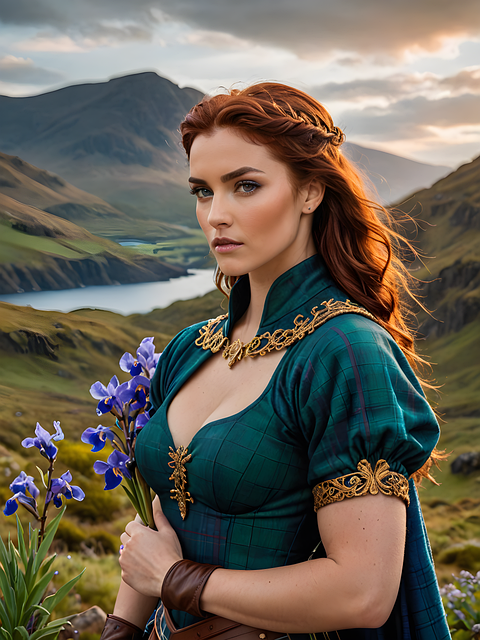 Free ai generated woman highlander illustration