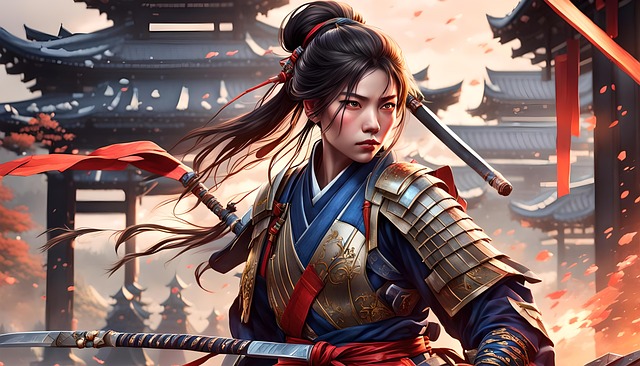 Free ai generated woman samurai illustration