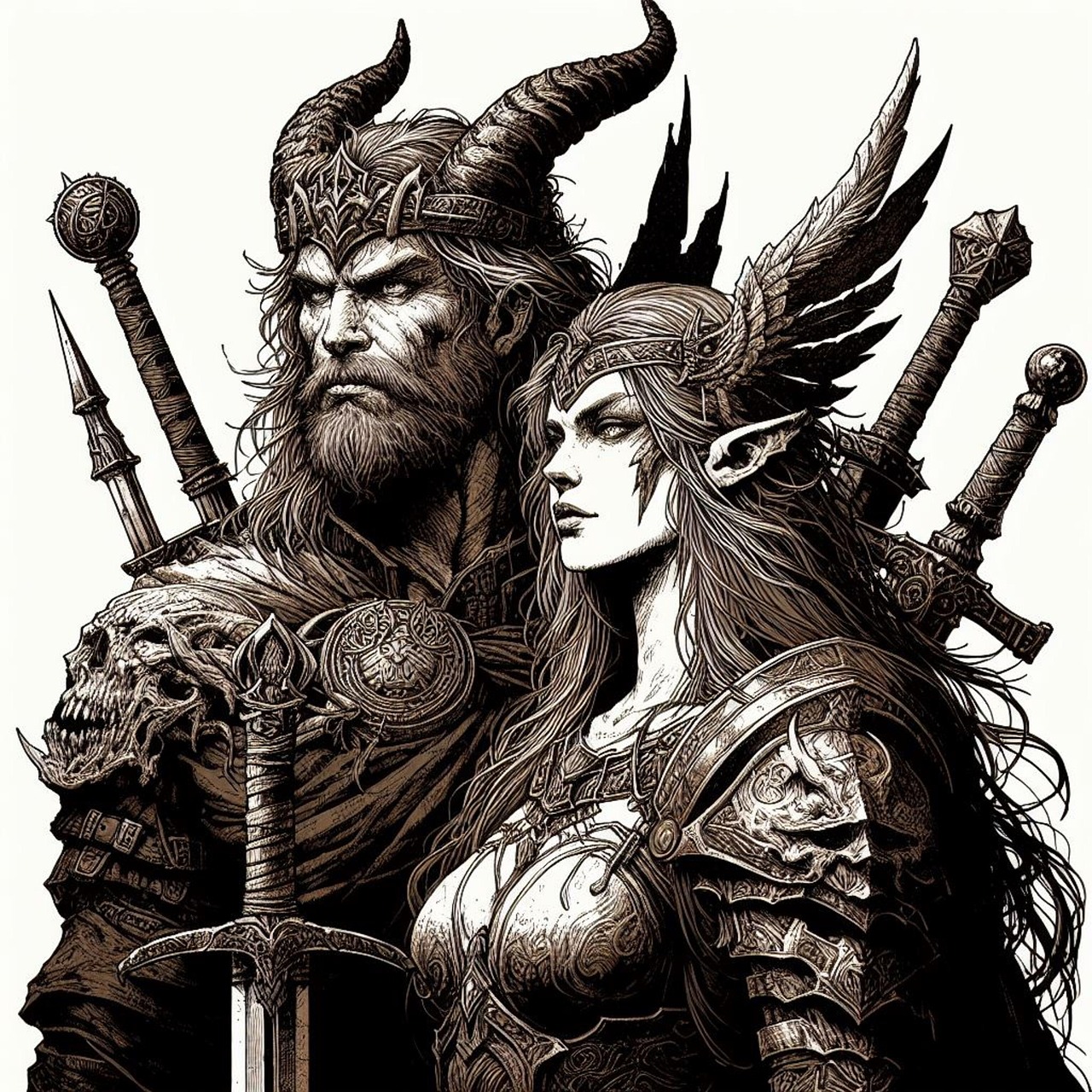 Download Ai Generated Couple Warriors Royalty Free Stock
