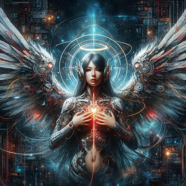 Free ai generated angel robot illustration