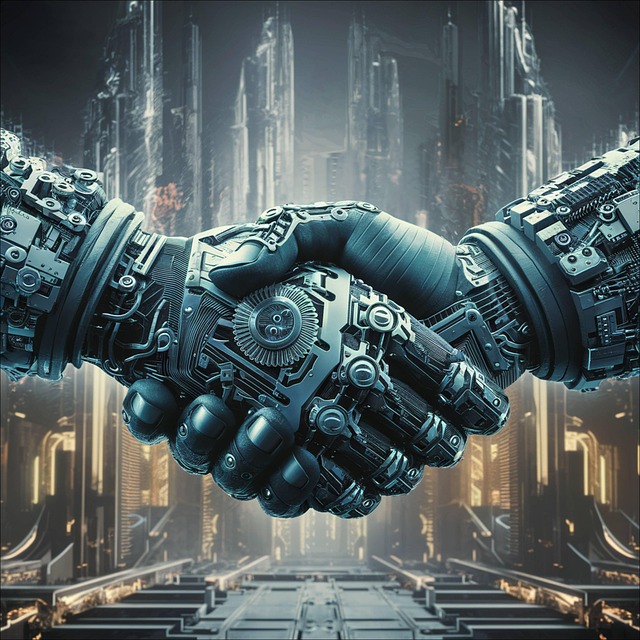 Free ai generated handshake robot illustration