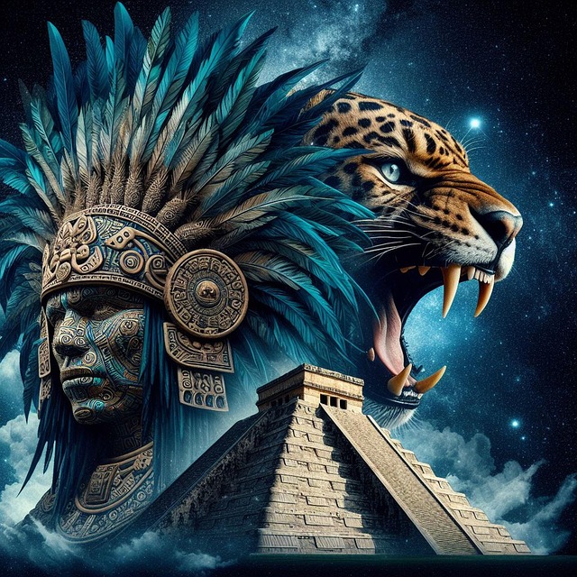 Free pyramid church jaguar illustration