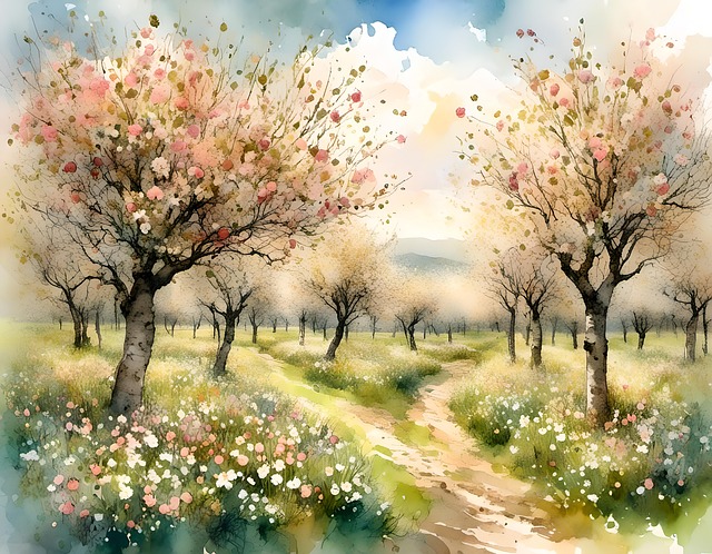 Download free HD stock image of Ai Generated Orchard Free ai generated orchard apples illustration