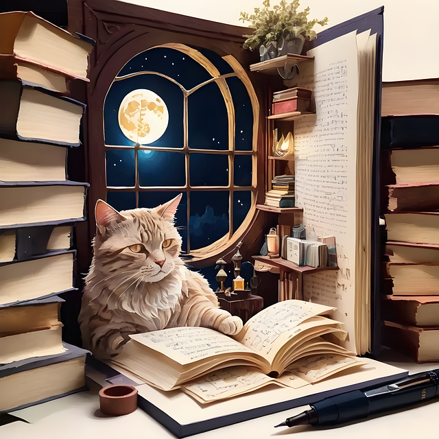 Free ai generated cat books illustration