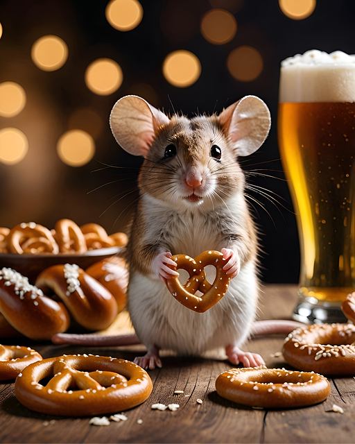 Free ai generated mouse pretzels illustration