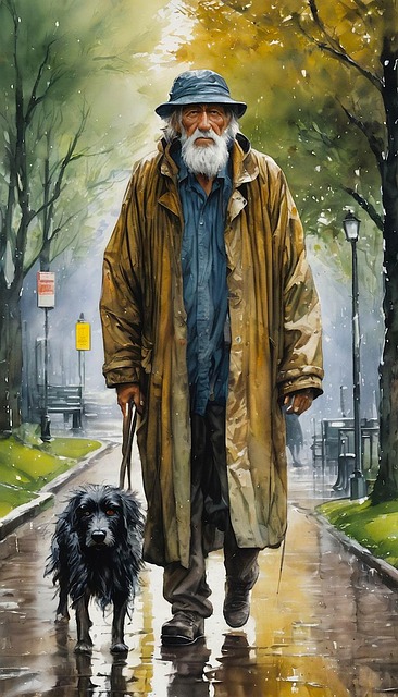 Free ai generated man rain illustration