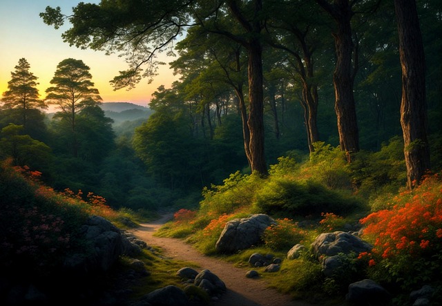 Free frühling wald bäume illustration